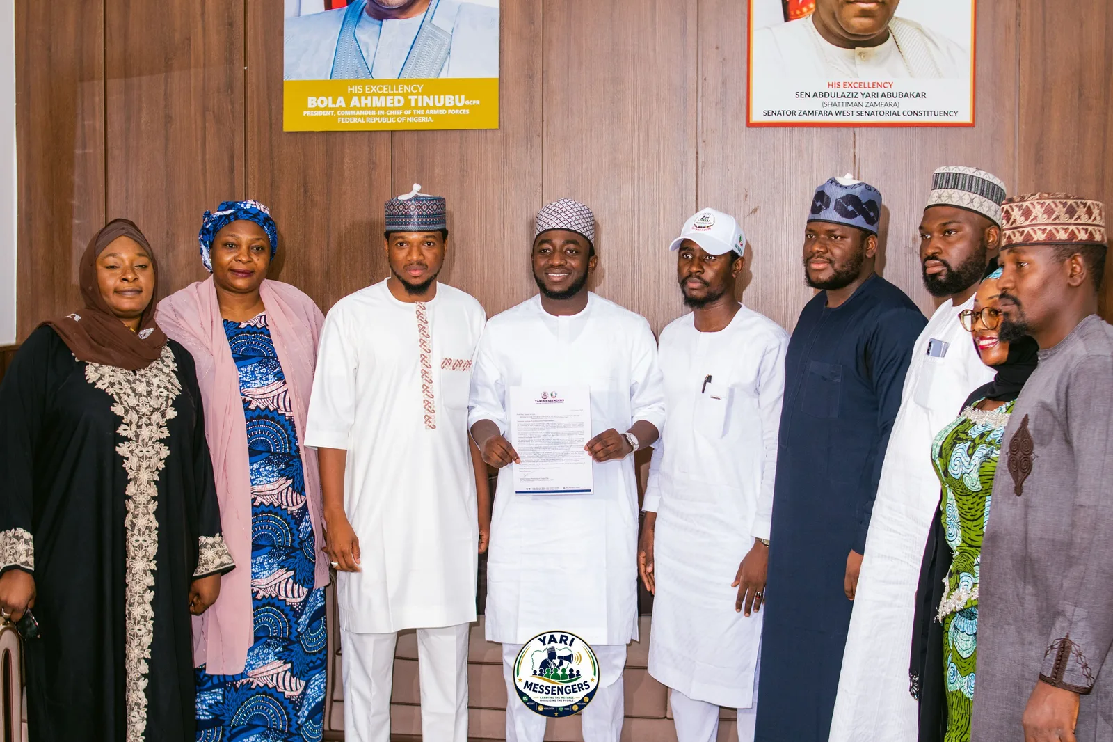 Members of the Yari Messengers National Executive with Ahmad Yari at his Abuja office