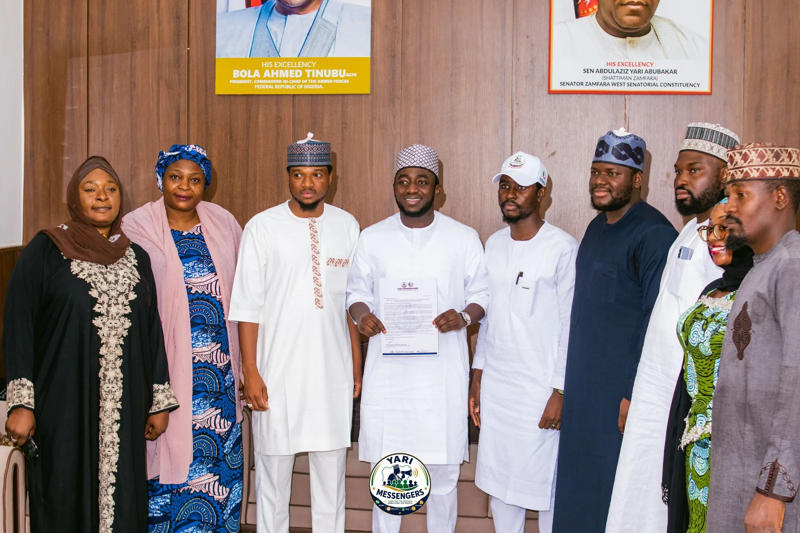 Members of the Yari Messengers National Executive with Ahmad Yari at his Abuja office